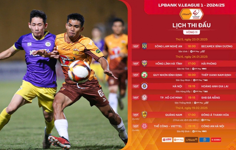 Vòng 11 V-League 2024/25: Kịch tính đua top đầu lẫn trụ hạng