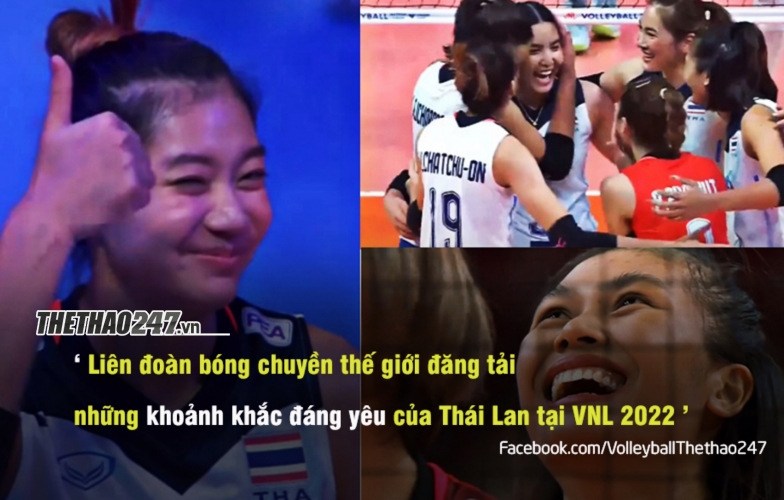 Tuyển bóng chuyền Thái Lan gây sốt với 'biểu cảm đáng yêu' tại VNL 2022