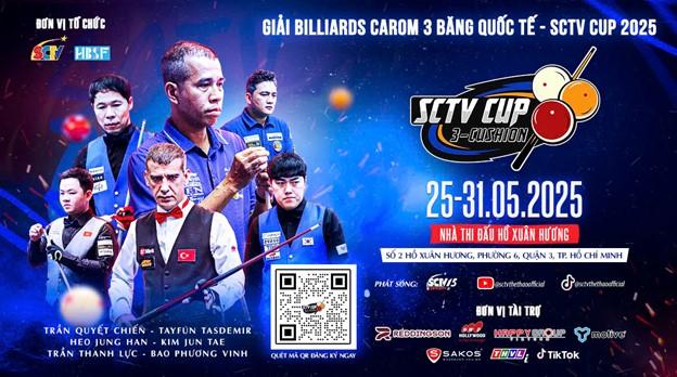 SCTV Cup 2025: Giải Billiards Carom 3 băng đẳng cấp quốc tế lần đầu tiên được tổ chức tại Việt Nam