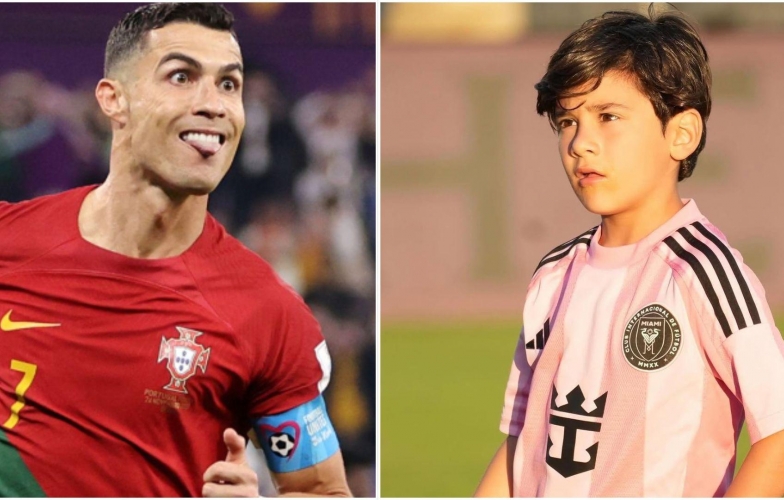 Con trai Messi sút phạt đẹp mắt như Ronaldo
