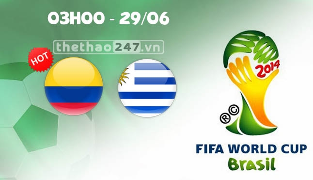 Colombia vs Uruguay 03h00 ngày 29/6