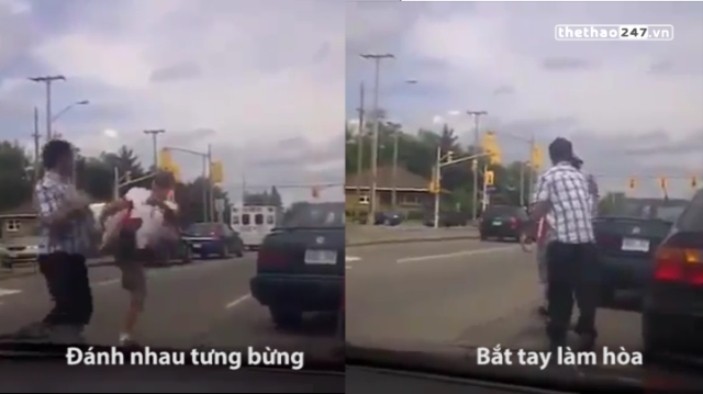 VIDEO: Va chạm quệt xe, tài xế đánh nhau 'tưng bừng' rồi bắt tay đi tiếp