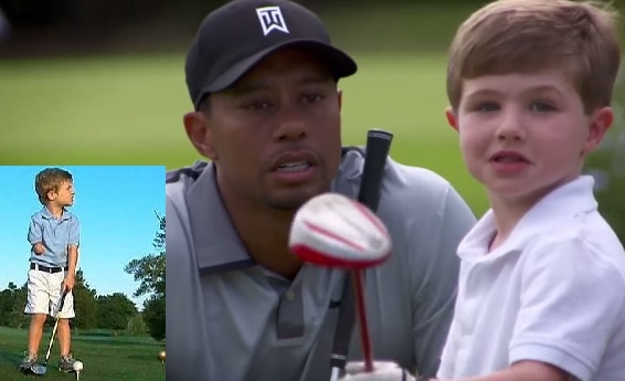VIDEO: Cảm động ''golf thủ'' 3 tuổi cụt tay vui mừng khi gặp Tiger Woods