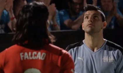 Falcao và Aguero háo hức so tài trước trận derby Manchester