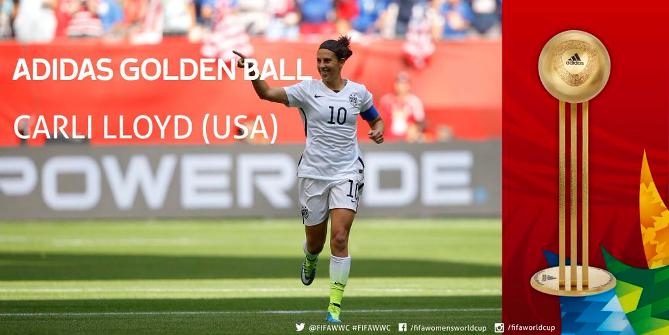 VIDEO: Nữ cầu thủ Mỹ lập siêu phẩm từ giữa sân ở chung kết World Cup 2015