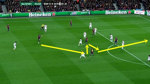 Cách Messi loại bỏ hàng hậu vệ đối phương chỉ với 1 pha chạm bóng