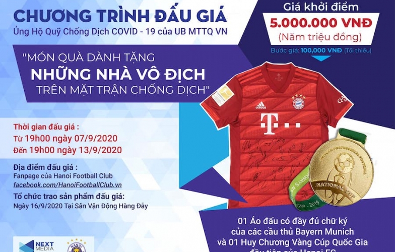 Áo đấu của Bayern Munich và HCV Cúp Quốc gia 2019 được đấu giá lên tới 100 triệu