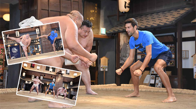 VIDEO: Djokovic bất ngờ giành chiến thắng võ sĩ sumo Nhật Bản