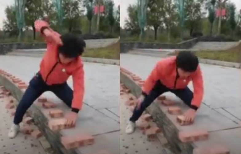 VIDEO: Võ sư Trung Quốc dùng tay không đập vỡ 50 viên gạch trong 40 giây