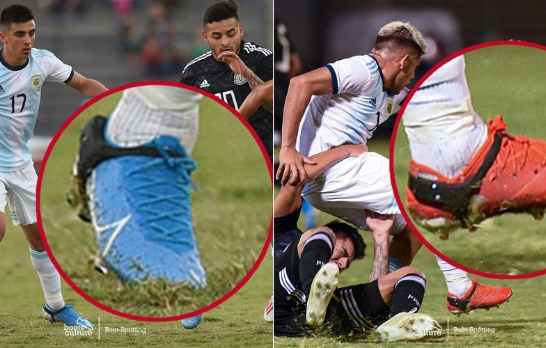 U23 Argentina quê hương Messi lắp 'đồ chơi' cực lạ trên giày