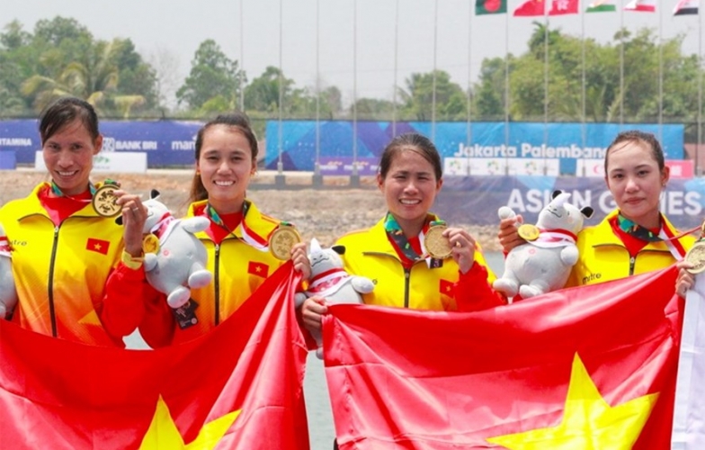 Thưởng nóng 4 cô gái Rowing dành HCV đầu tiên tại Asiad