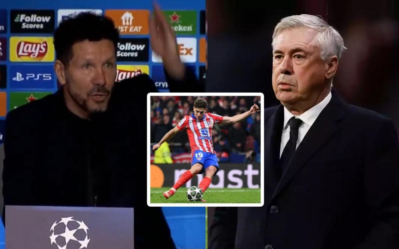 Ancelotti đáp trả Simeone: 'Xem quay chậm, đúng là Alvarez đã chạm bóng 2 lần'