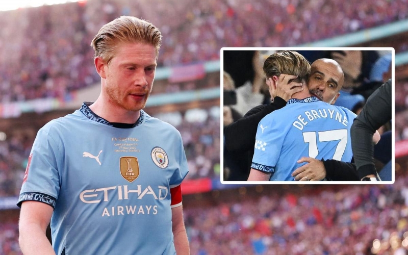 Pep Guardiola bật khóc trong ngày De Bruyne chia tay Etihad