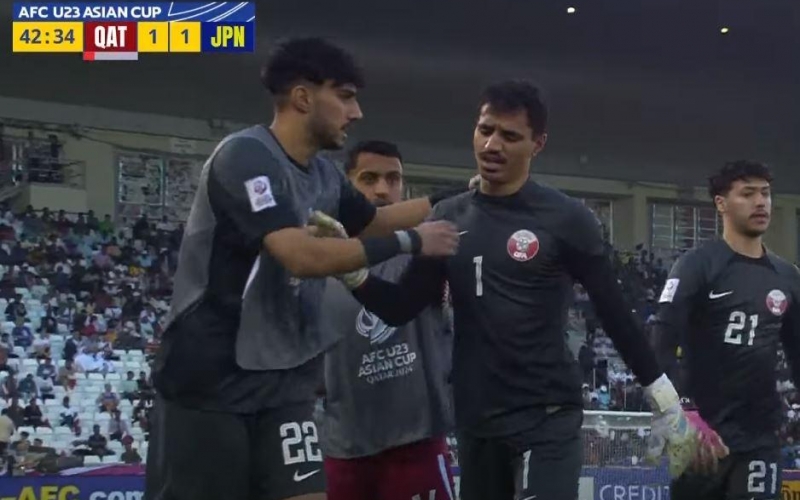 Trực tiếp U23 Qatar 1-1 U23 Nhật Bản: Thủ môn Qatar nhận thẻ đỏ