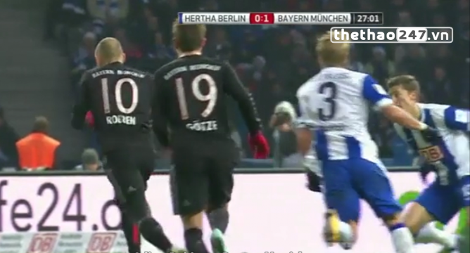 Video clip bàn thắng: Hertha Berlin 0-1 Bayern Munich- Vất vả