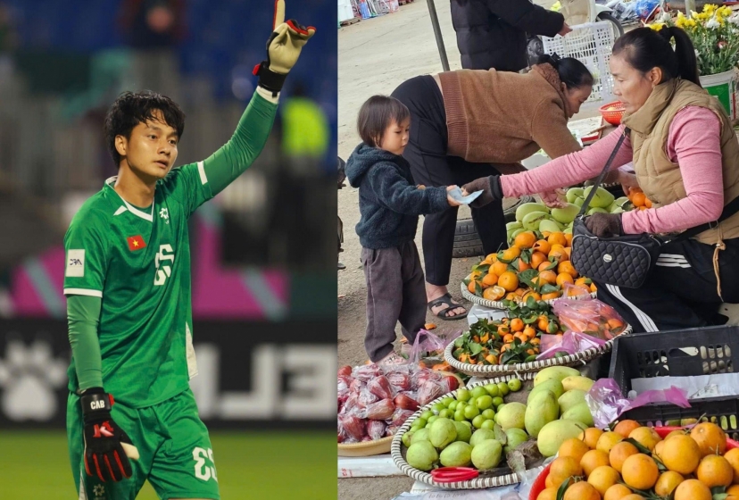 Gánh hoa quả đắt khách, mẹ Văn Bình tấp nập đón 'con dâu tương lai' mua hàng sau U23 châu Á