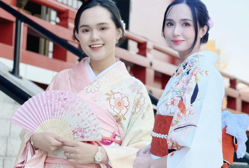 Chị em ái nữ cựu Chủ tịch CLB Sài Gòn đẹp dịu dàng trong trang phục kimono