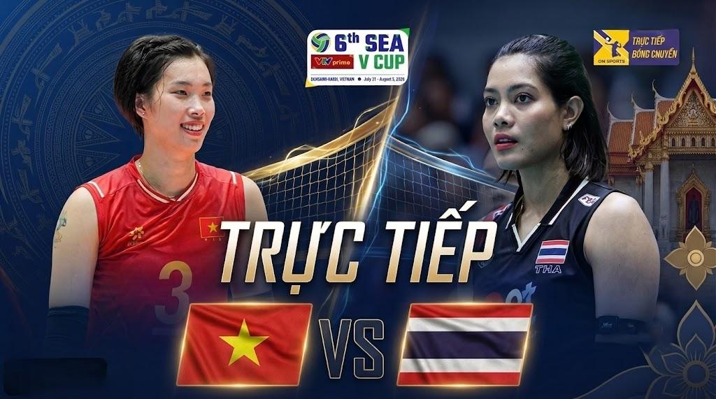 Link xem trực tiếp bóng chuyền nữ SEA V.Cup 2026 hôm nay 2/8: Việt Nam vs Thái Lan