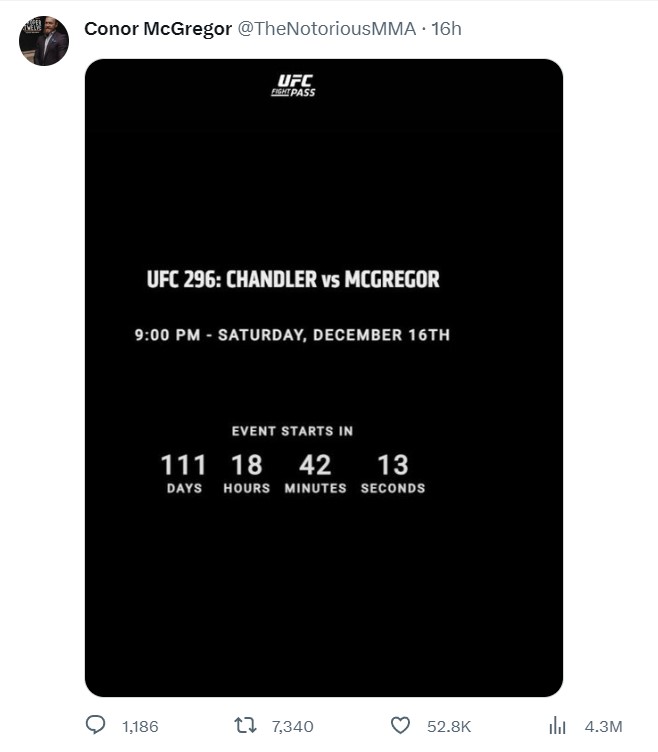 McGregor rò rỉ ngày tái xuất UFC, fan hâm mộ đứng ngồi không yên 319457