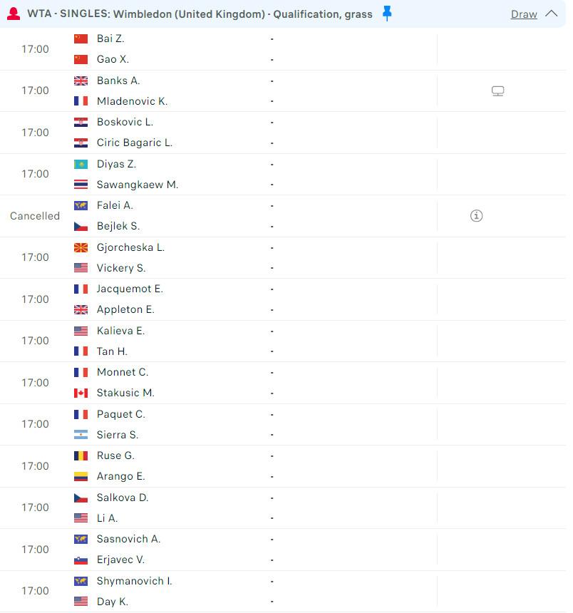 Lịch thi đấu tennis 25/6: Các tay vợt nữ tranh vé dự Wimbledon 2024 486947