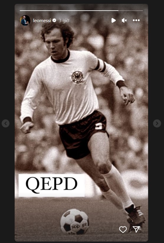 Lionel Messi tưởng nhớ 'hoàng đế' bóng đá Franz Beckenbauer qua đời 386681