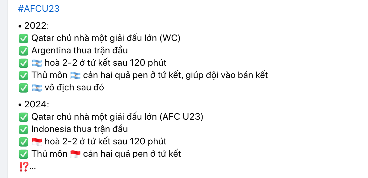 U23 Indonesia hóa 'chân mệnh thiên tử', giống hệt ĐT Argentina vô địch World Cup 451896