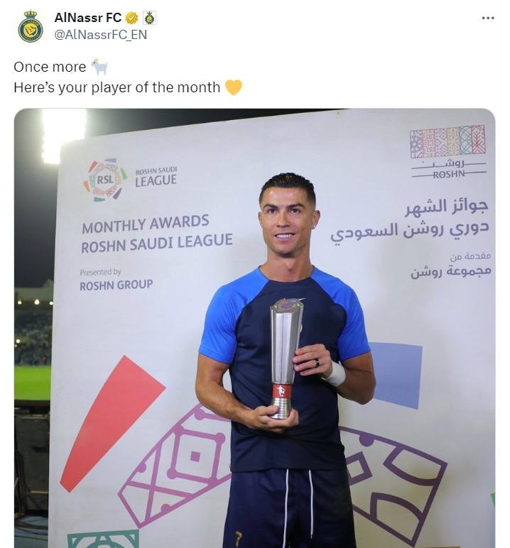 CHÍNH THỨC: Ronaldo thêm một lần được vinh danh tại Saudi Pro League 453328