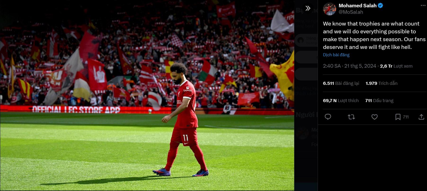 Salah lên tiếng, chốt tương lai tại Liverpool sau khi Klopp ra đi 466407