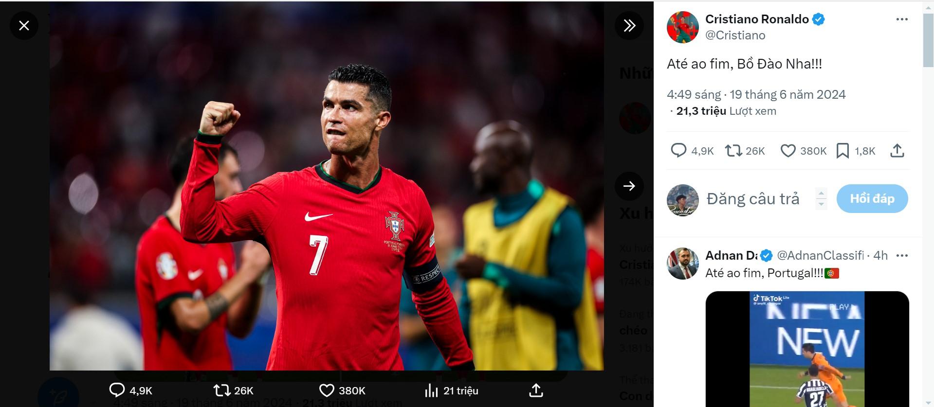 Ronaldo phản ứng mãnh liệt sau khi Bồ Đào Nha giành 3 điểm 483485