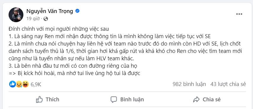 LMHT: 'Lý do bất cập' khiến Ren rời SBTC Esports 282380