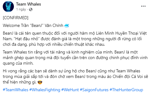 LMHT: BeanJ gia nhập Team Whales 282920