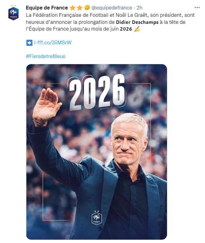 CHÍNH THỨC: ĐT Pháp thông báo tương lai của HLV Didier Deschamps 240218