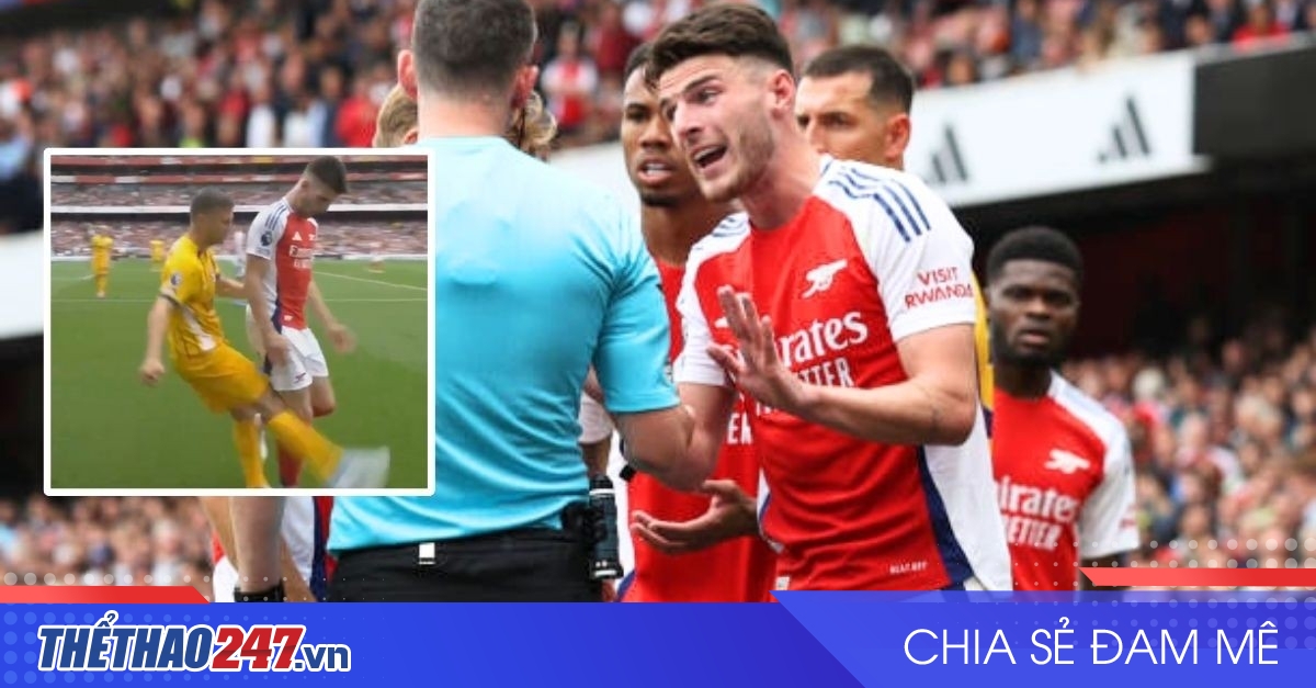 Bùng nổ tranh cãi Declan Rice nhận thẻ đỏ dù bị đá vào chân?