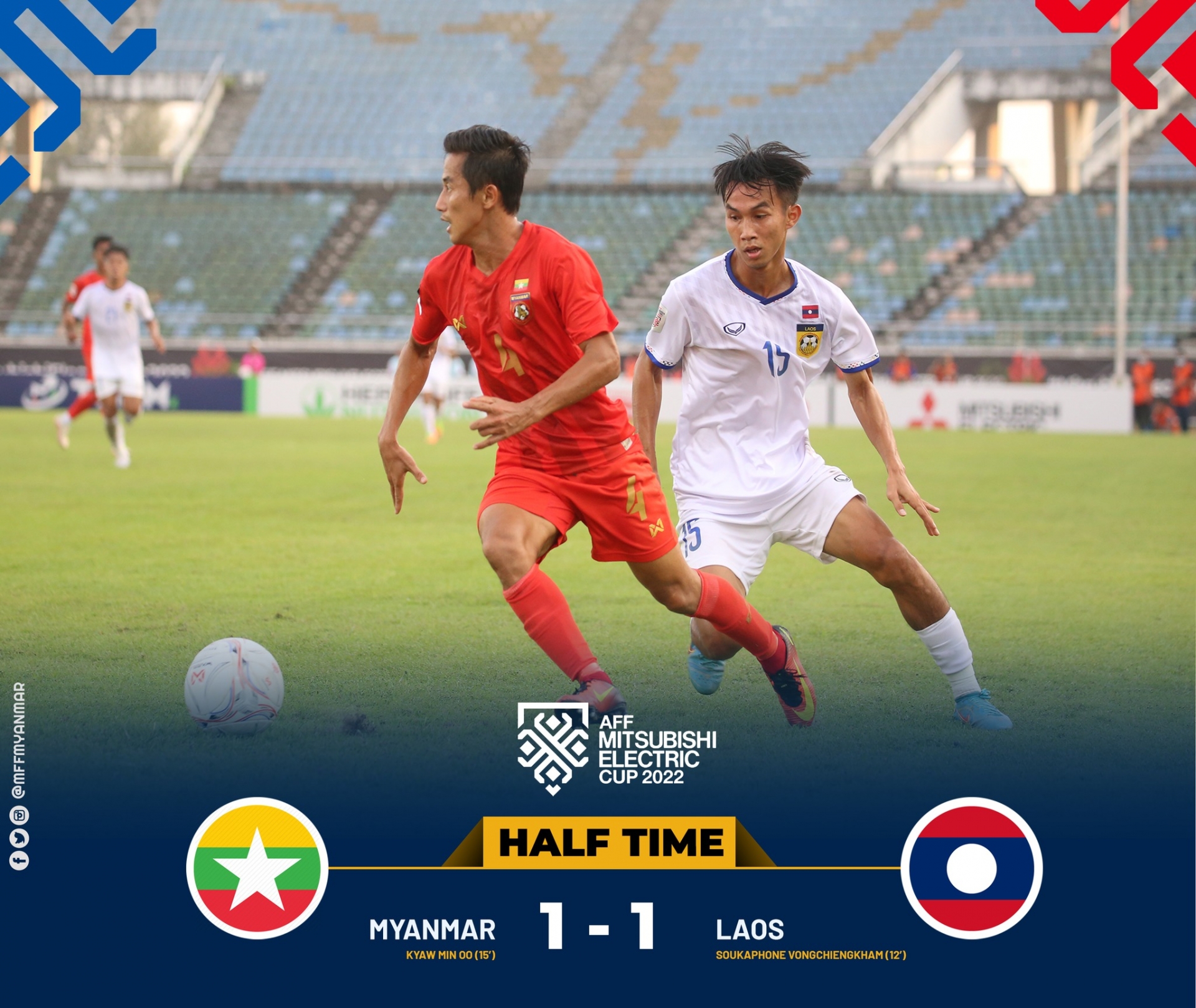 Trực tiếp Myanmar 1-1 Lào: Rượt đuổi tỷ số 237946