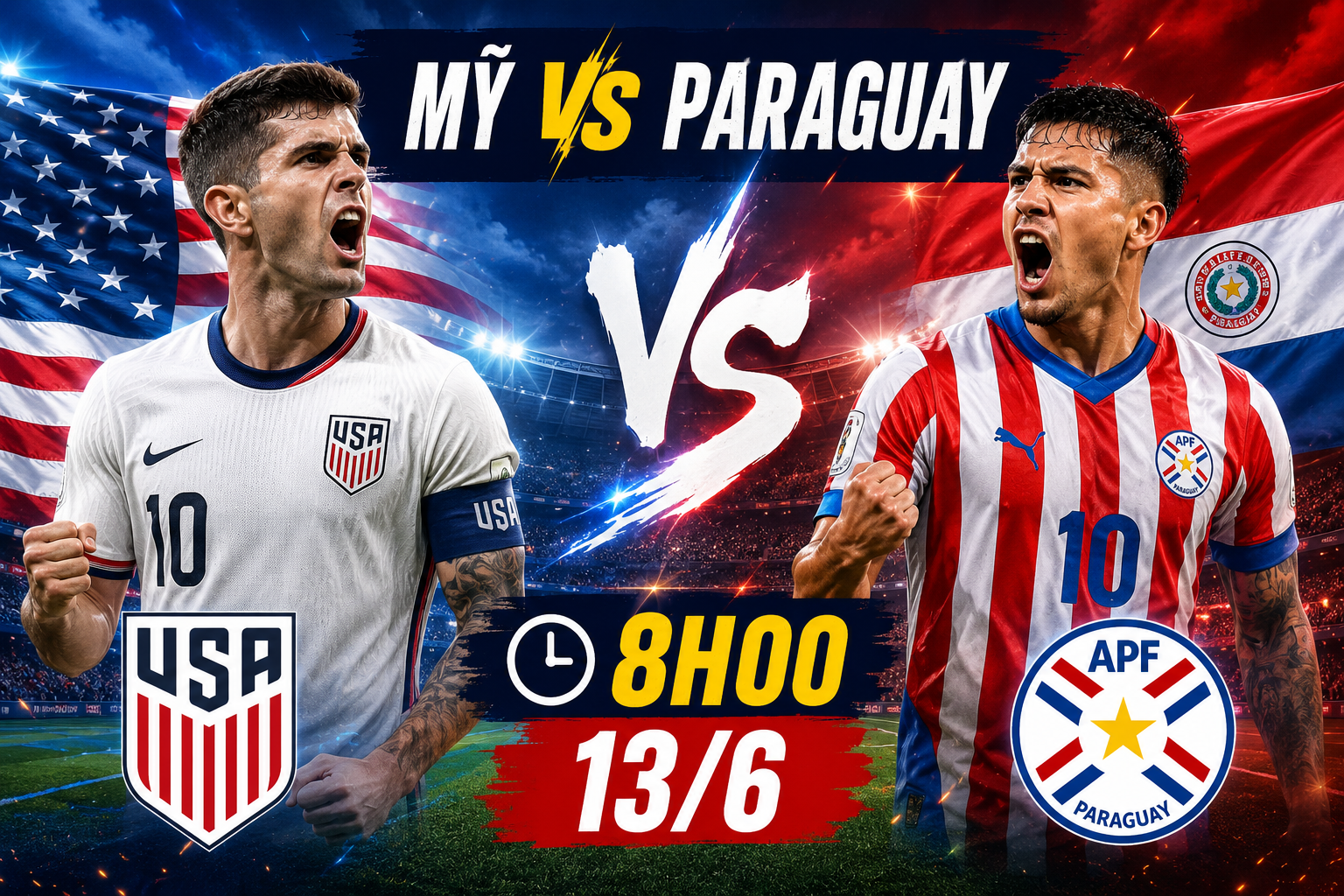Trực tiếp bóng đá Mỹ vs Paraguay: Đã có đội hình xuất phát