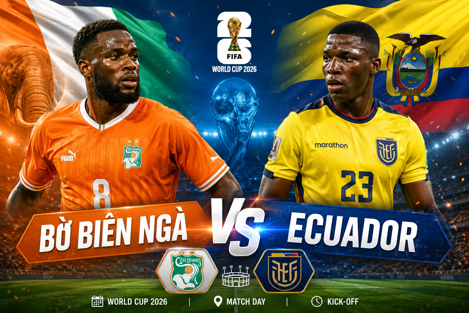Trực tiếp bóng đá Bờ Biển Ngà 0-0 Ecuador: Bước vào giờ nghỉ