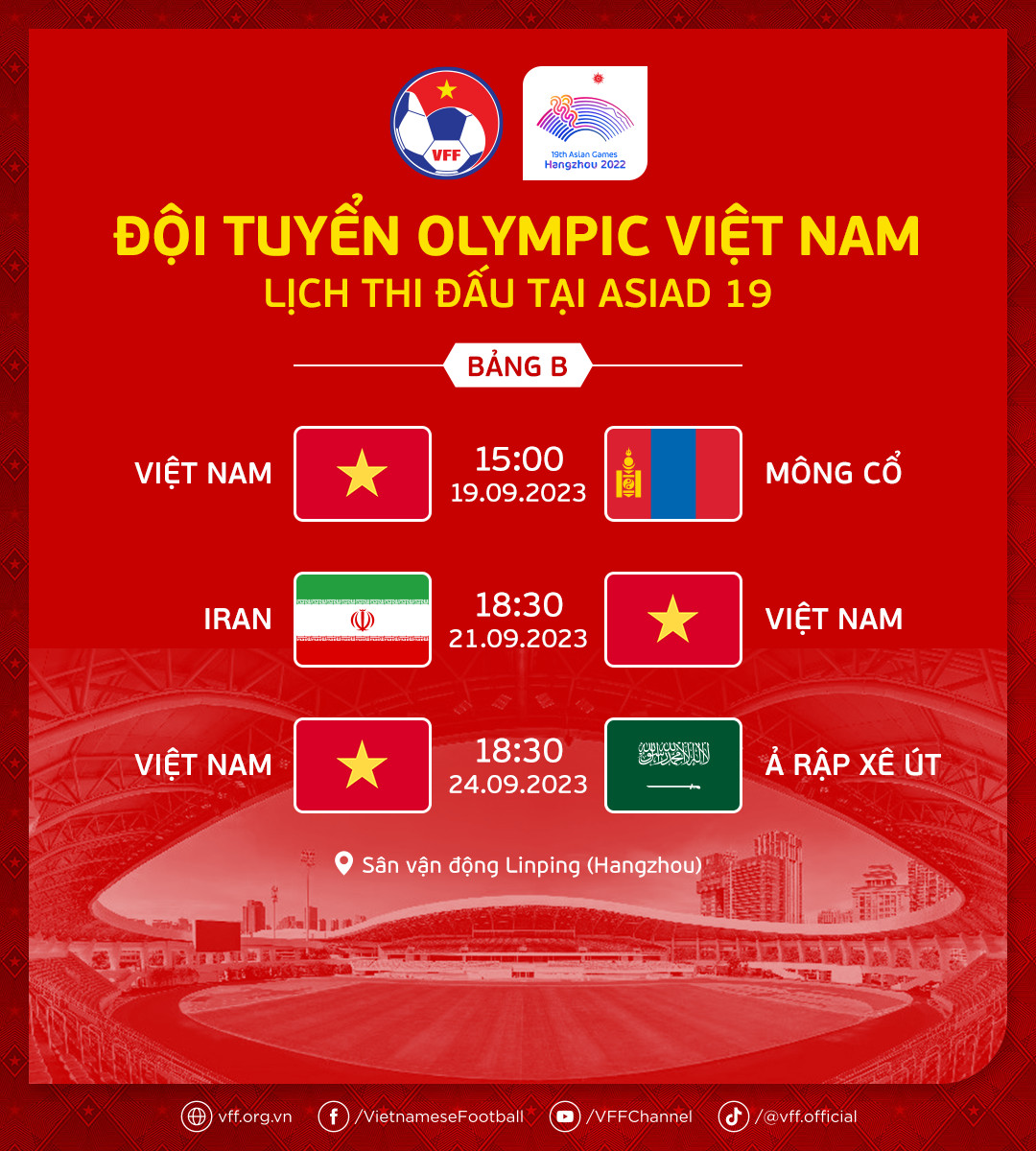 Lịch thi đấu bóng đá nam ASIAD 2023 mới nhất 326246