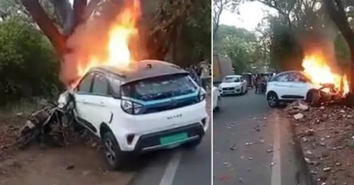 SUV điện bất ngờ bốc cháy dữ dội sau va chạm giao thông