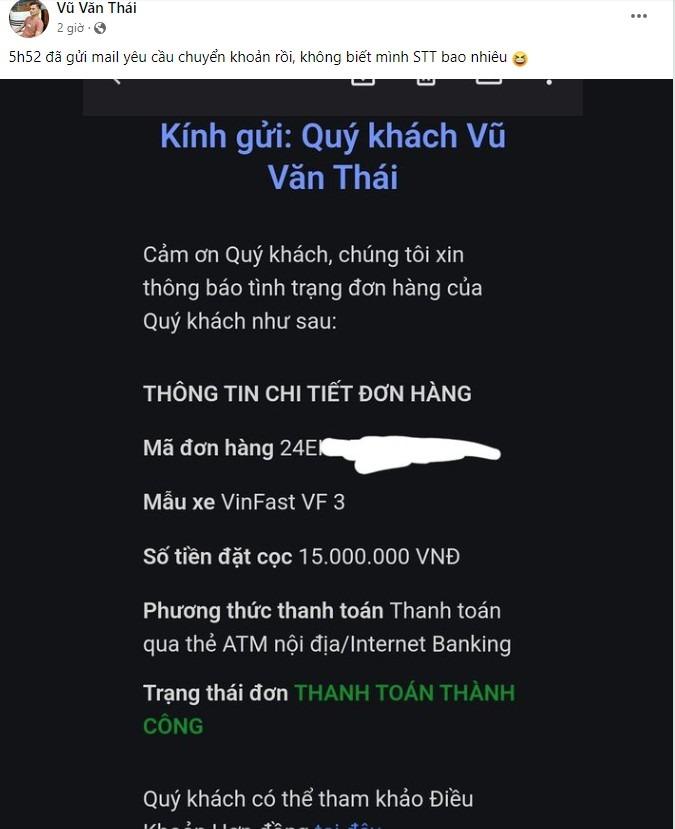 VinFast VF 3 mở đặt cọc ngày đầu tiên: Cộng đồng mạng thi nhau khoe chốt đơn thành công 461664