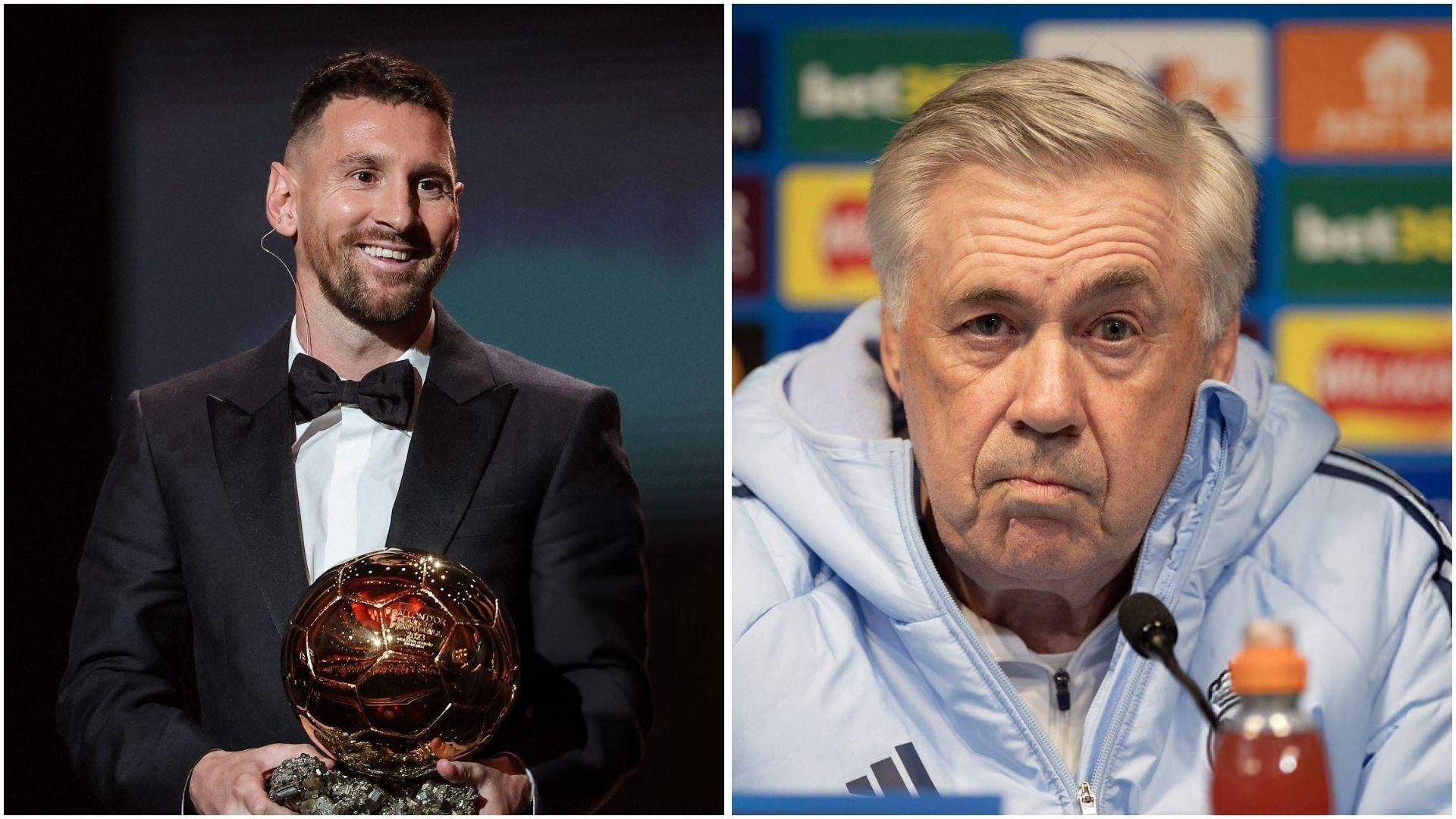 Ancelotti đụng chạm Messi, nói thẳng về Quả bóng Vàng