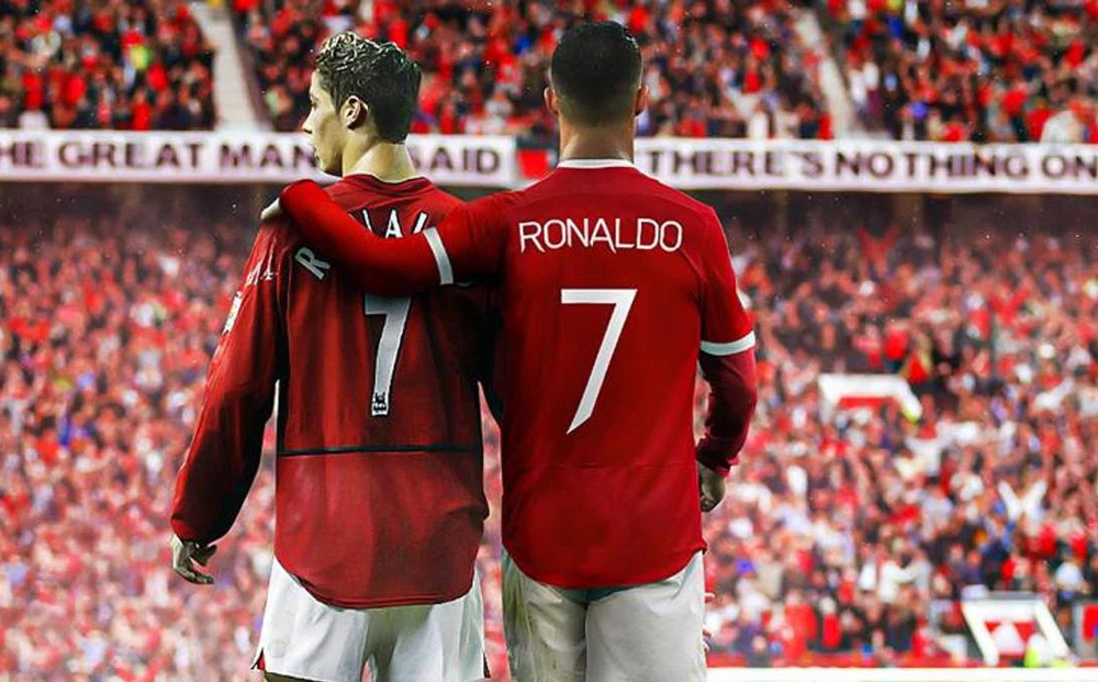 Man City - Đương nhiên, không thể thiếu Ronaldo trong đội hình của Man United vĩ đại. Hình ảnh của anh ta trong màu áo \
