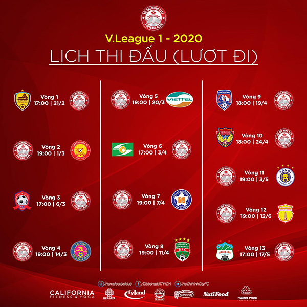 lich thi dau luot di v-league 2020 clb tp.hcm