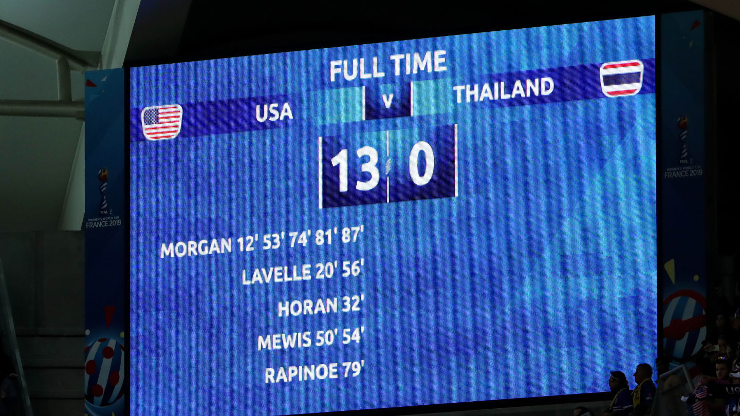 kết quả Thái Lan vs Mỹ, Thái Lan vs Mỹ, bóng đá nữ, video bàn thắng World Cup nữ, thái lan, thái lan thua 0-13, thái lan 0-13 mỹ