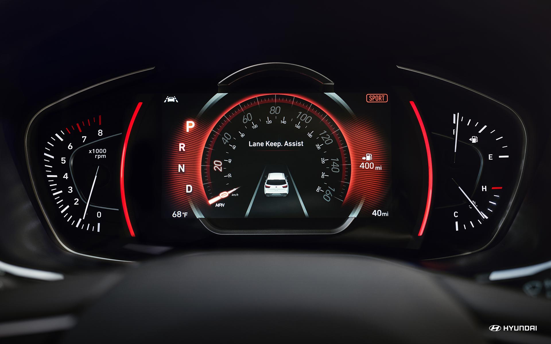 Cụm đồng hồ trên xe Hyundai SantaFe 2020
