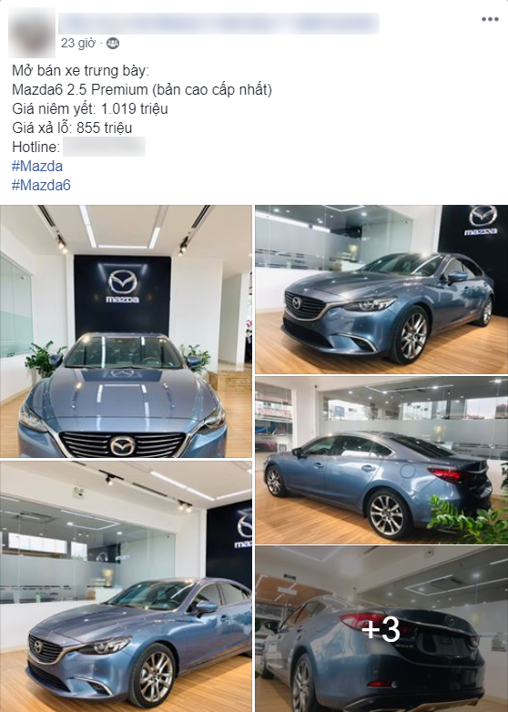 Chiếc xe Mazda 6 hàng trưng bày được rao bán