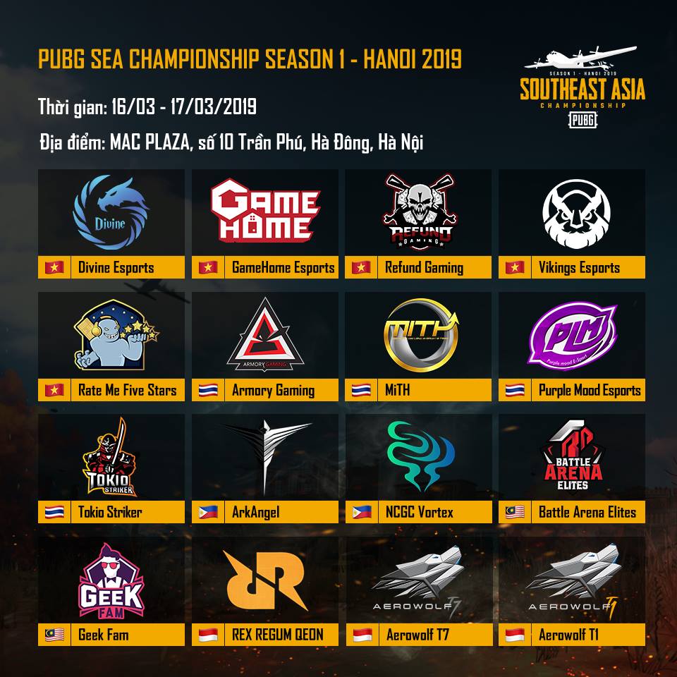 PUBG, PUBG SEA Championship Season 1 - Hanoi 2019, Giải đấu PUBg, PUBG Esports