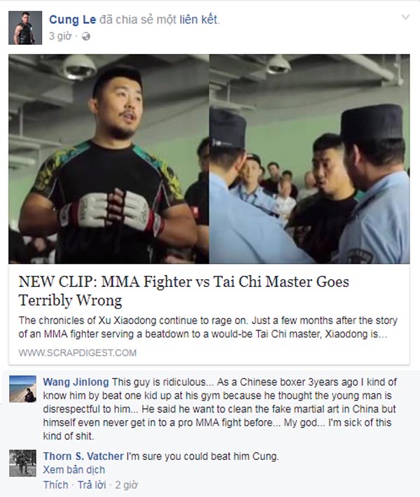 Fan tin Cung Lê sẽ thắng nếu anh giao đấu với Từ Hiểu Đông Fan tin Cung Lê sẽ thắng nếu anh giao đấu với Từ Hiểu Đông