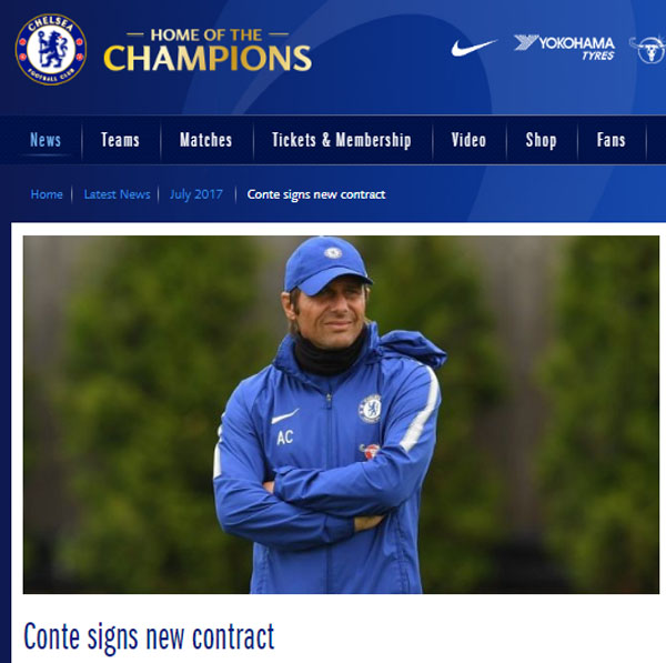Chelsea thông báo giữ chân thành công HLV Conte