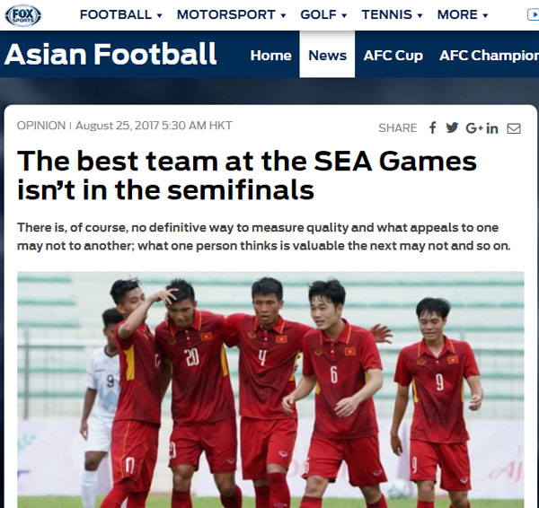 Fox Sport cho rằng U22 Việt Nam là đội bóng tốt nhất SEA Games 29
