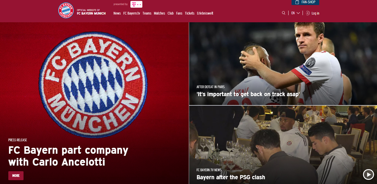 Bayern thông báo chia tay HLV Ancelotti trên trang chủ
